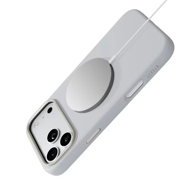 Levelo IRIS MagSafe Silicone Case, Anti-Slip, Drop-Tested For iPhone 18/17 Pro/Pro Max - White