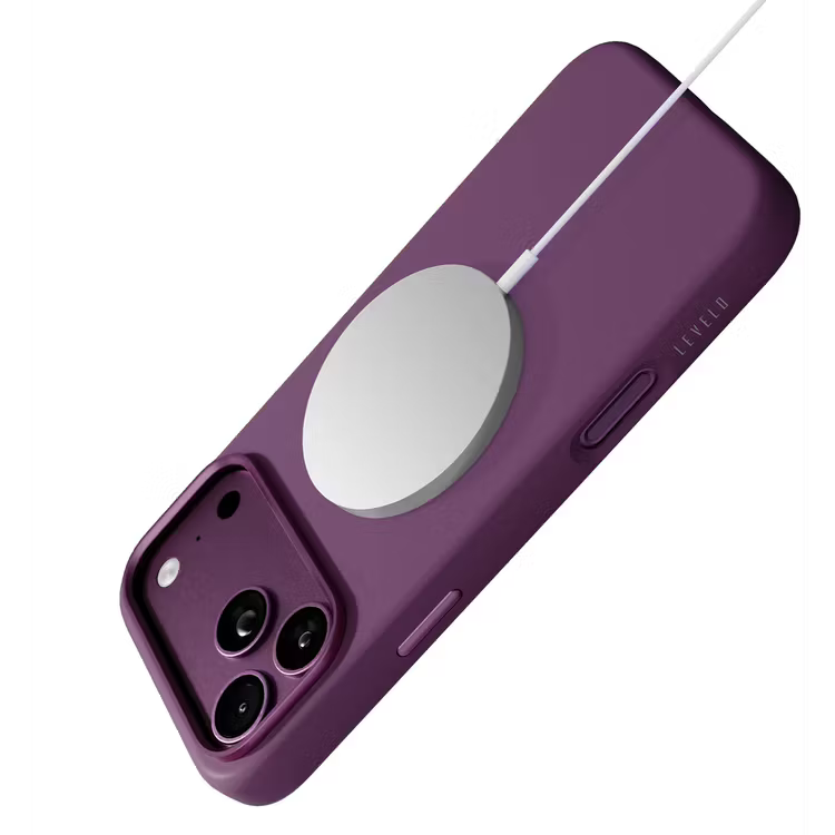 Levelo IRIS MagSafe Silicone Case, Anti-Slip, Drop-Tested For iPhone 18/17 Pro/Pro Max - Burgundy