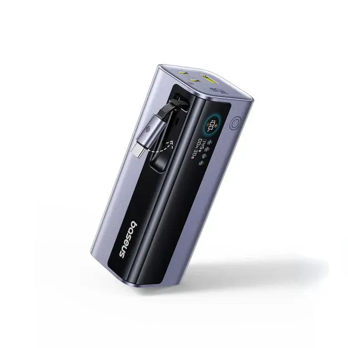 Baseus EnerGeek GR11 Power Bank with Retractable Cable 20000mAh 145W [D] بطارية متنقلة - بيسوس - سعة 20000 - عدد 1 سلك شاحن تايب سي - شاشة رقميه - قوة 145 واط - كفالة 24 شهر