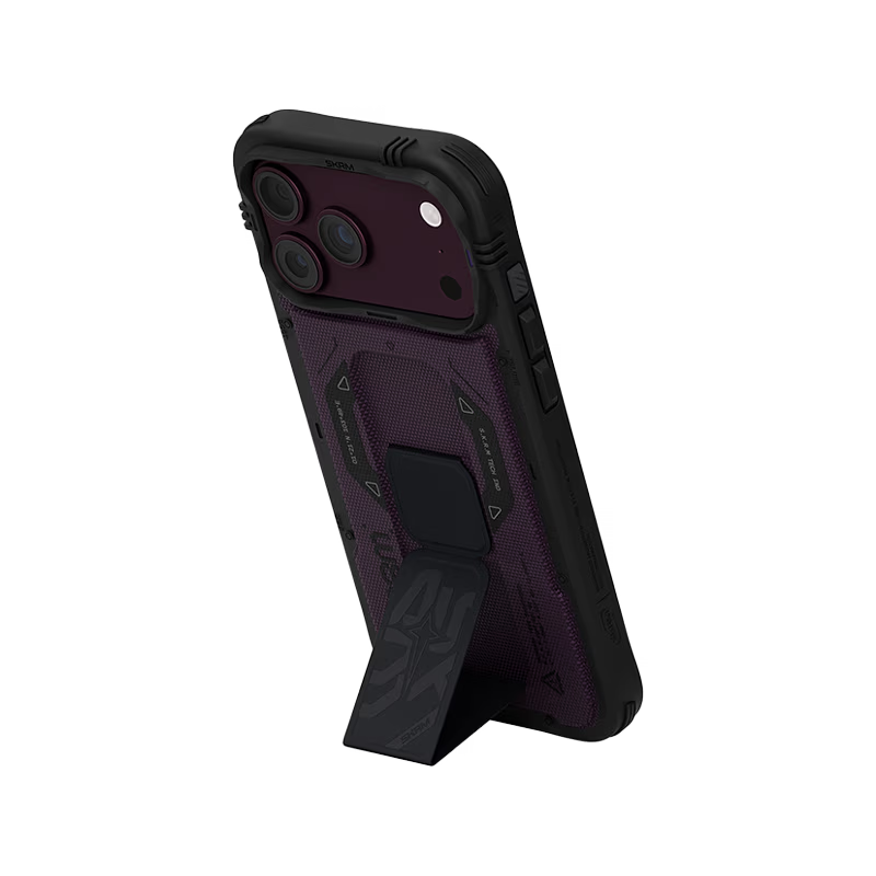 SkinArma Phantom MagSafe Case With Grip Stand for iPhone 18/17 Pro/Pro Max - Burgundy