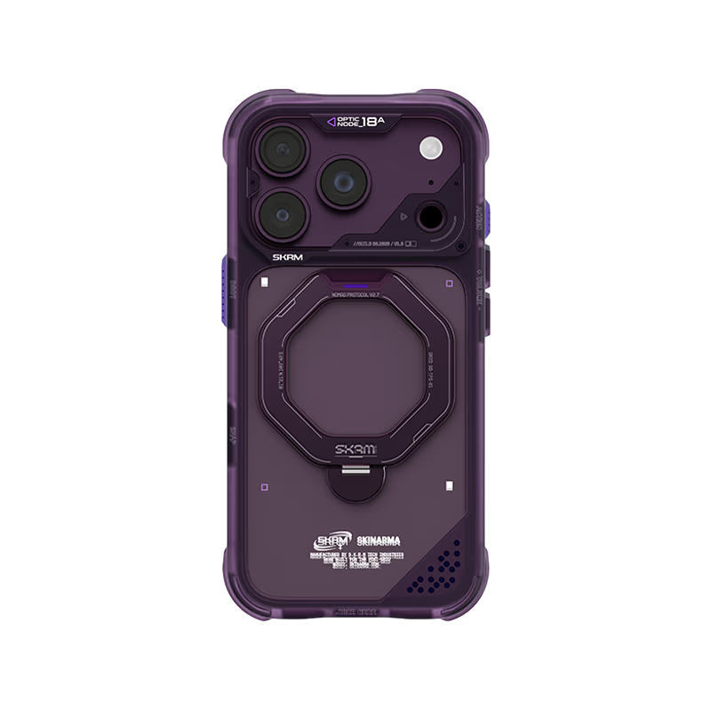 SkinArma Saturn MagSafe Case With Rotating Kick-Stand for iPhone 18/17 Pro/Pro Max - Burgundy
