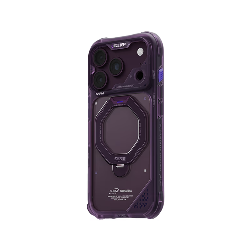 SkinArma Saturn MagSafe Case With Rotating Kick-Stand for iPhone 18/17 Pro/Pro Max - Burgundy