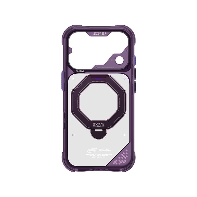 SkinArma Saturn MagSafe Case With Rotating Kick-Stand for iPhone 18/17 Pro/Pro Max - Burgundy