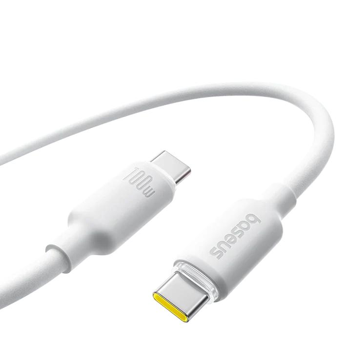 Baseus Foamed Silicone 2m USB-C to USB-C 100W Fast Charging Cable – White.