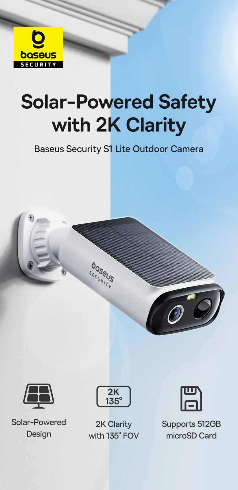 Baseus Security S1 Lite Outdoor Camera 2K - White