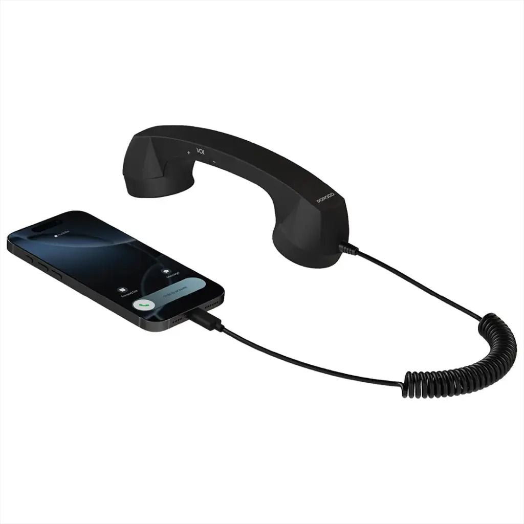 Porodo Classic Retro Phone Handset [O] - سماعة اذن - مع مايكروفون - تايب سي - فردة احادية - كفالة 24 شهر
