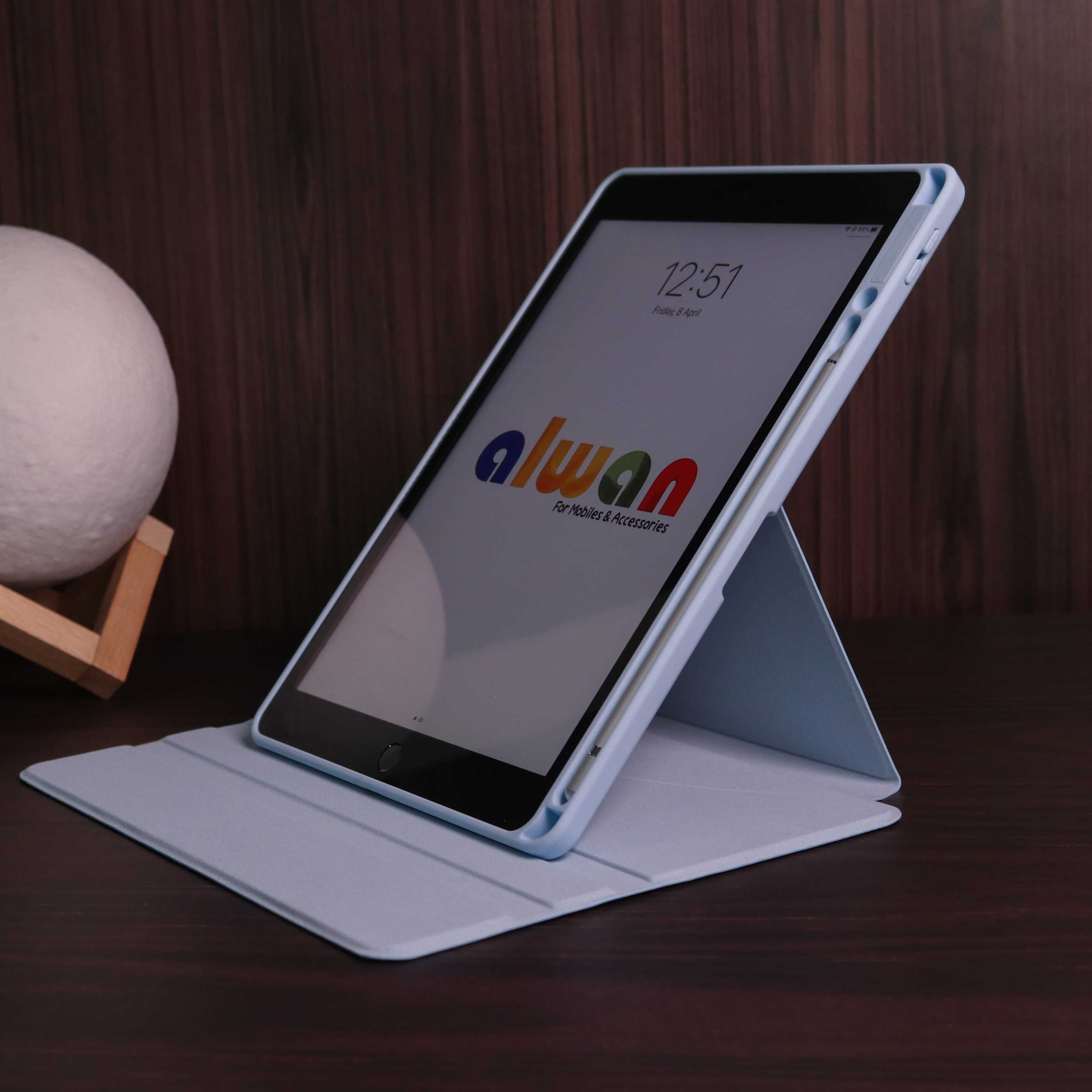 WiWu Waltz Rotative iPad mini 6/7 - 2021/2024 - Light Blue - كفر ايباد حماية عالية - مع مكان للقلم - ووضعيتين للاستاند بالطول والعرض