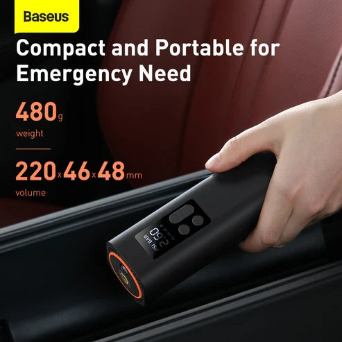 Baseus Super Mini Inflator Pump – Black [B] - ضاغط هواء للسيارة والدراجه الهوائيه + اضاءة - بيسوس