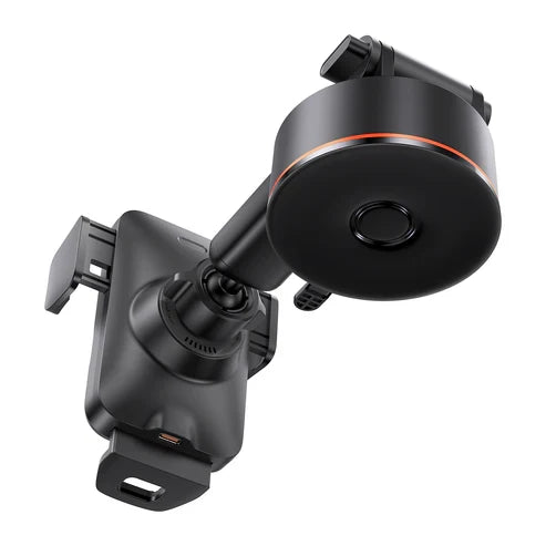 Baseus Wisdom Auto Alignment Car Mount + QI 15W Wireless Charger – Black [D] - ستاند سيارة - بيسوس - شحن لاسلكي قوة 15 واط - ماق سيف