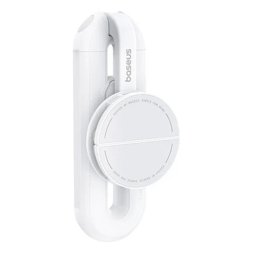 Baseus TechShot Dual-Support Selfie Stick – White [D] - ستاند تصوير + عصا سيلفي + ريموت - لجميع انواع الاجهزة - ماغ سيف + مسكه - بيسوس