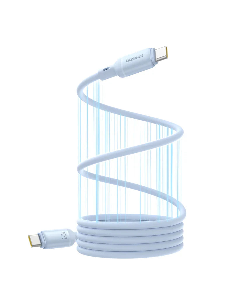 Baseus PicoGo 1m USB-C to USB-C 240W Magnetic Liquid Silicone Cable – Blue[D]  - سلك شحن - بيسوس - تايب سي الى تايب سي - طول 1 متر - كفالة 12 شهر