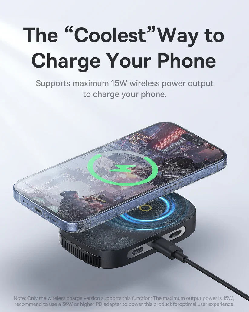 Baseus MagPro II Ultra-Thin Phone Cooler & Wireless Charger 15W – Black [D] - ستاند شحن مع تبريد - شاحن ماغ سيف وايرلس بقوة 15 واط - خاصية الشحن السريع - كفالة 12 شهر