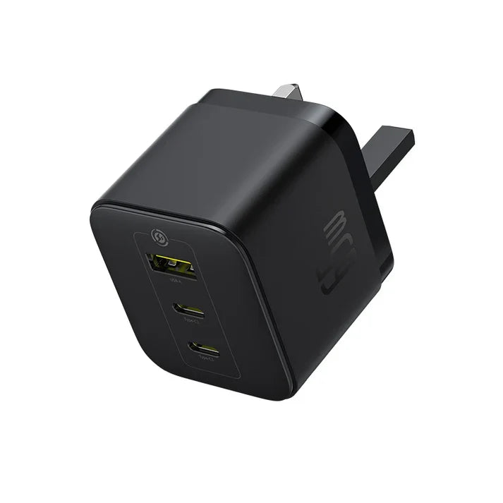 Baseus Palm 65W 2C+U Fast Charger – Black (UK) [D] - شاحن حائط  - قوة 65 واط - بيسوس - تايب سي
