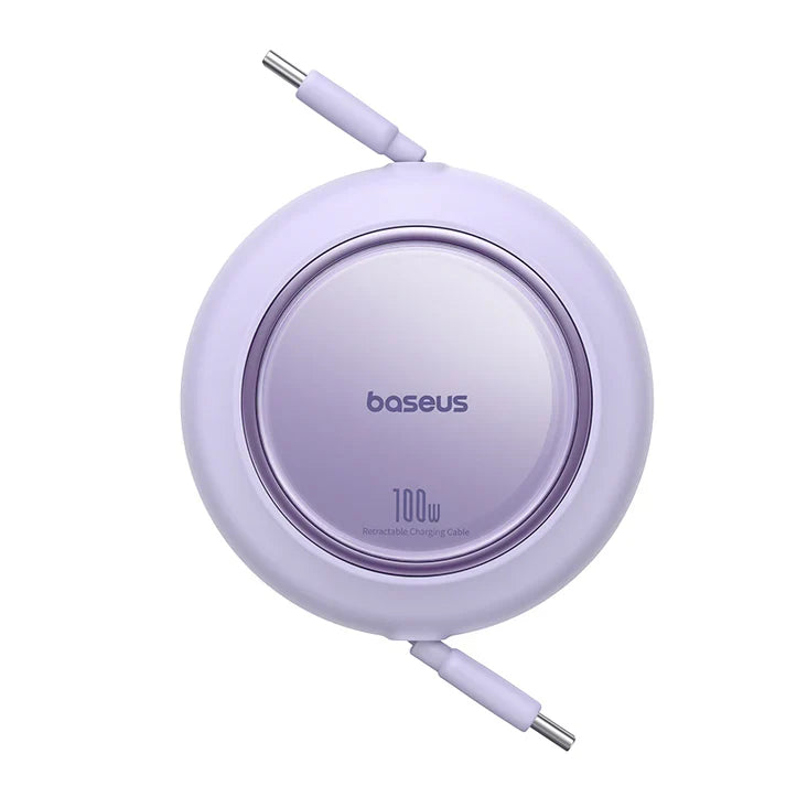 Baseus Free2Pull Mini 1.5m USB-C to USB-C 100W Retractable Cable – Purple [D]  - سلك شحن تايب سي -  100 واط