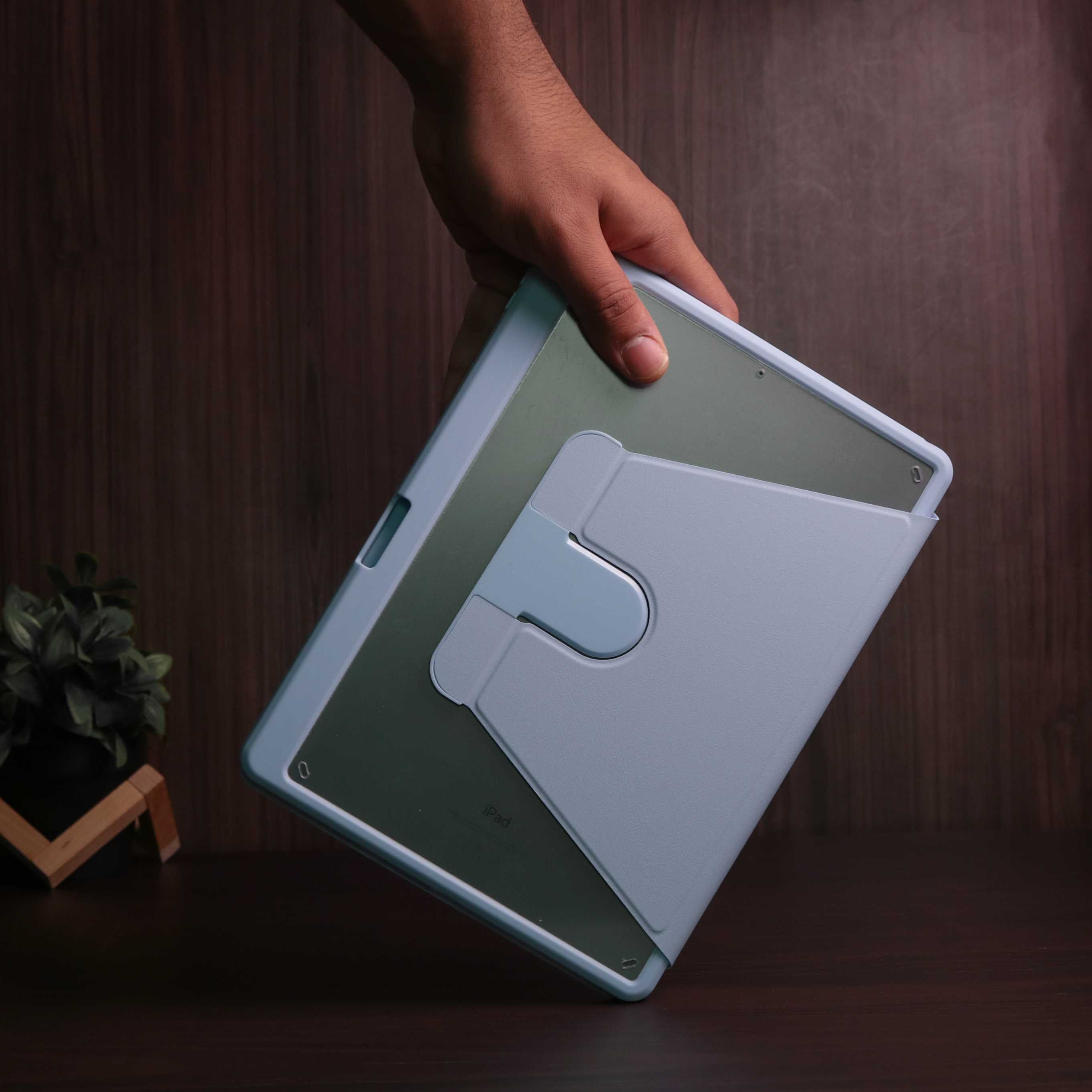 WiWu Waltz Rotative iPad mini 6/7 - 2021/2024 - Light Blue - كفر ايباد حماية عالية - مع مكان للقلم - ووضعيتين للاستاند بالطول والعرض