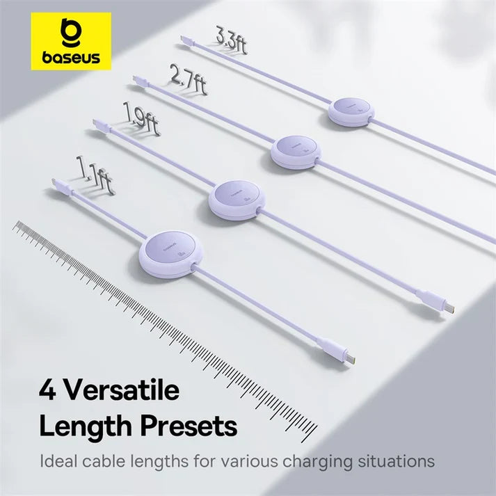 Baseus Free2Pull Mini 1.5m USB-C to USB-C 100W Retractable Cable – Purple [D]  - سلك شحن تايب سي -  100 واط