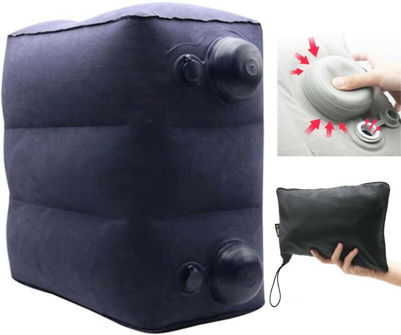 Travelest Inflatable Portable Travel Foot Leg Rest Pillow with Built-in air Pump for Travel - Navy [T]  - وسادة هوائية لراحة القدم للطائرة من ترافيليست - كحلي