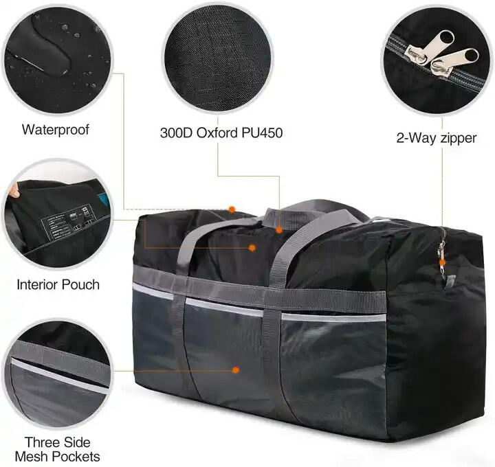 Travelest Extra Large Light Weight Foldable Duffel Bag 96L - Black [T]  - شنطة يد حجم كبير جداً قابلة للطي من ترافيليست - أسود