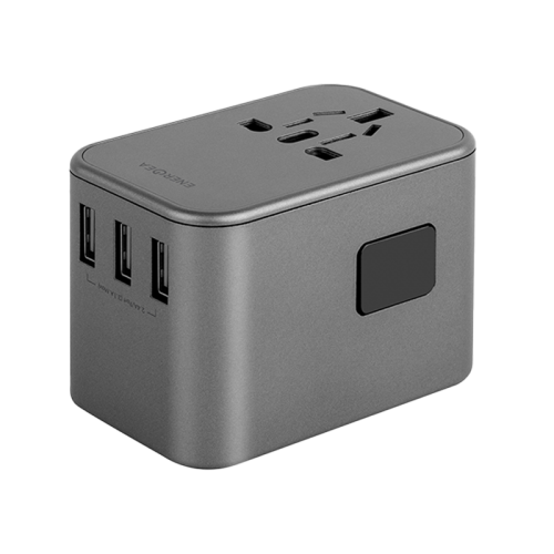 Energea Travelworld 2-Port USB-C And 3-Port USB-A 35W PD Travel Adapter - Gunmetal