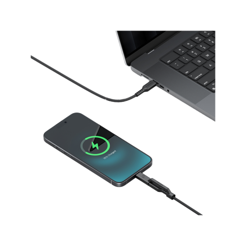 Energea Flow Duo USB-C to USB-C + Lightning 480Mbps 240W 1.5m Cable - Black