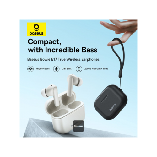 Baseus Bowie E17 True Wireless Earphone - Stellar White [D] - سماعة بيسوس - بلوتوث - كفالة 12 شهر