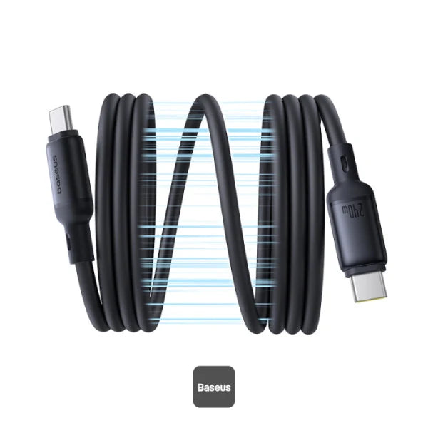 Baseus PicoGo 1m USB-C to USB-C 240W Magnetic Liquid Silicone Cable – Black