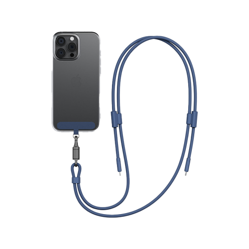 Energea Lasso 2-In-1 USB-C To USB-C 240W 480Mbps Lanyard With Charging Cable 1.5M - Blue