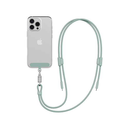 Energea Lasso 2-In-1 USB-C To USB-C 240W 480Mbps Lanyard With Charging Cable 1.5M - light green