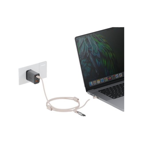 Energea Lasso 2-In-1 USB-C To USB-C 240W 480Mbps Lanyard With Charging Cable 1.5M - Sand