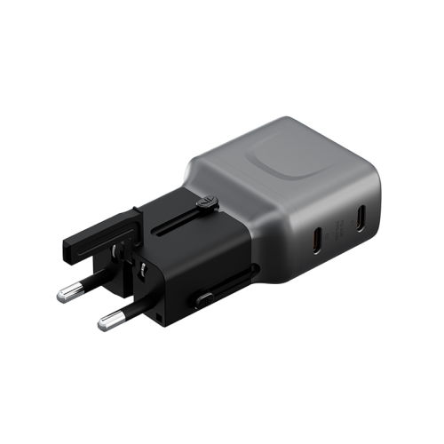 Energea TravelGo 2 Port USB-C 45W PD Travel Adapter - Gunmetal Black