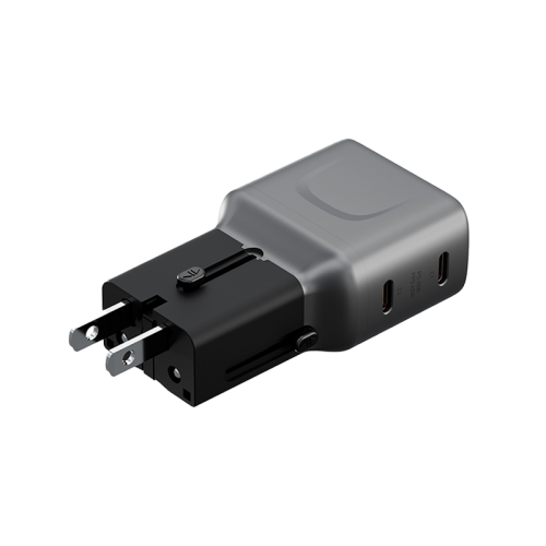 Energea TravelGo 2 Port USB-C 45W PD Travel Adapter - Gunmetal Black