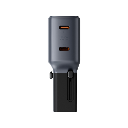 Energea TravelGo 2 Port USB-C 45W PD Travel Adapter - Gunmetal Black