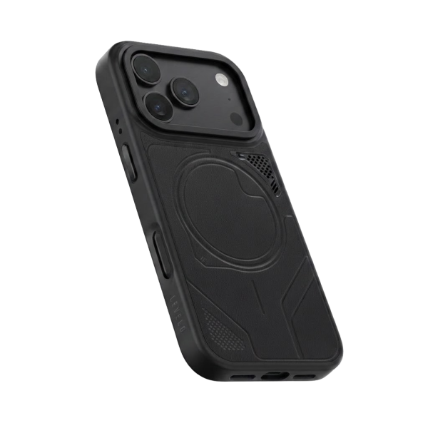 Levelo Opal PU Leather Magsafe Case For iPhone 18/17 Pro/Pro Max - Black