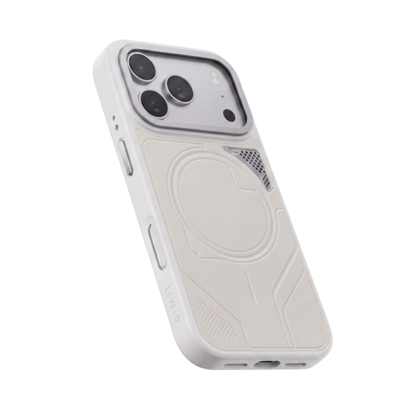Levelo Opal PU Leather Magsafe Case For iPhone 18/17 Pro/Pro Max - Silver