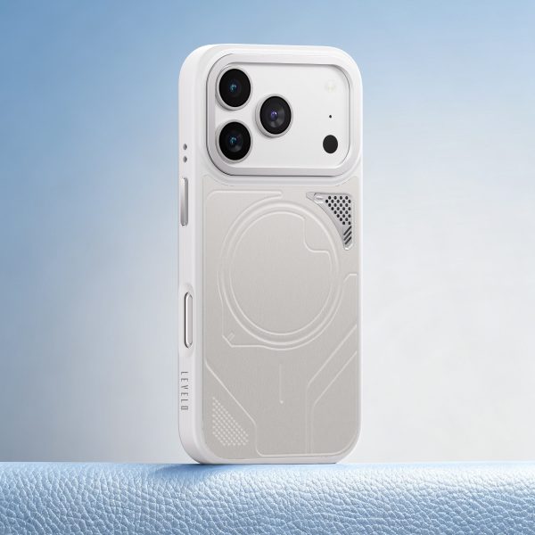 Levelo Opal PU Leather Magsafe Case For iPhone 18/17 Pro/Pro Max - Silver