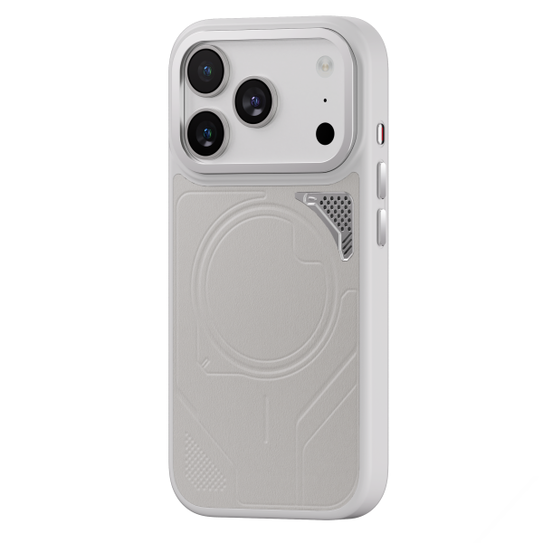 Levelo Opal PU Leather Magsafe Case For iPhone 18/17 Pro/Pro Max - Silver