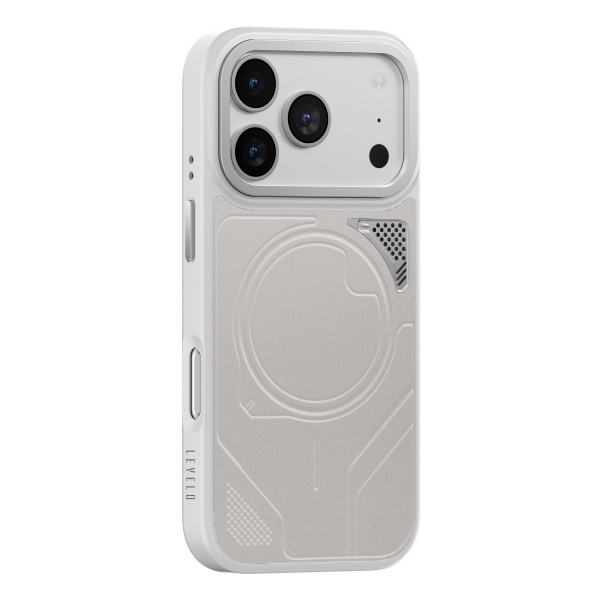 Levelo Opal PU Leather Magsafe Case For iPhone 18/17 Pro/Pro Max - Silver