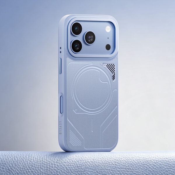 Levelo Opal PU Leather Magsafe Case For iPhone 18/17 Pro/Pro Max - Light Blue