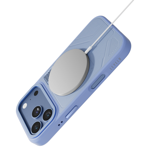 Levelo Opal PU Leather Magsafe Case For iPhone 18/17 Pro/Pro Max - Light Blue