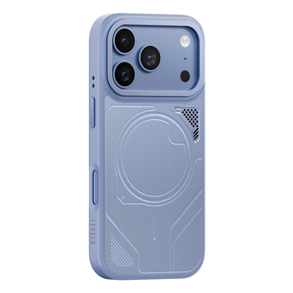 Levelo Opal PU Leather Magsafe Case For iPhone 18/17 Pro/Pro Max - Light Blue