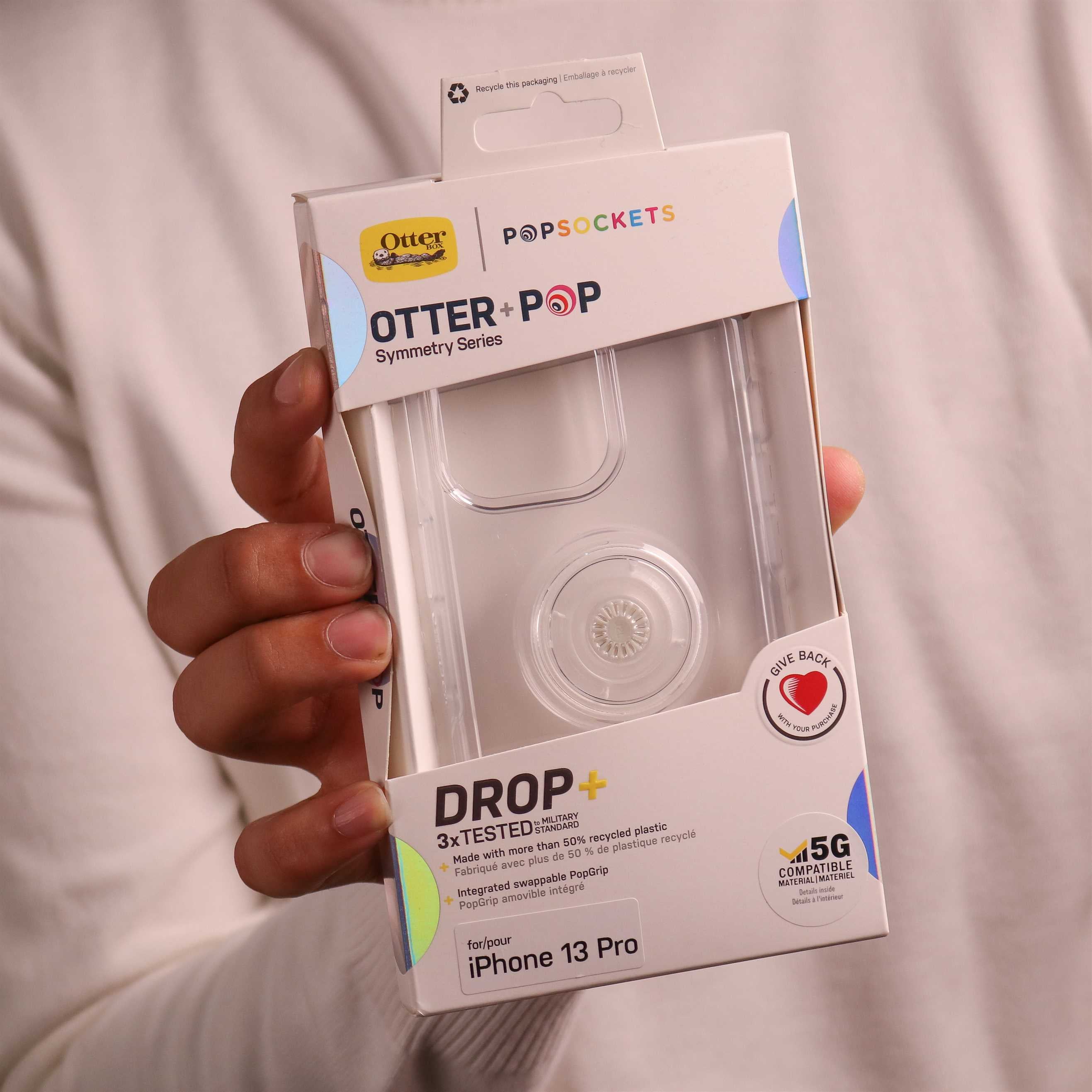 Otterbox Otter+Pop Symmetry Clear Case iPhone 12 mini - Clear - كفر حماية عالية مع مسكة دائرية بوب سوكت - اوتربوكس - شفاف