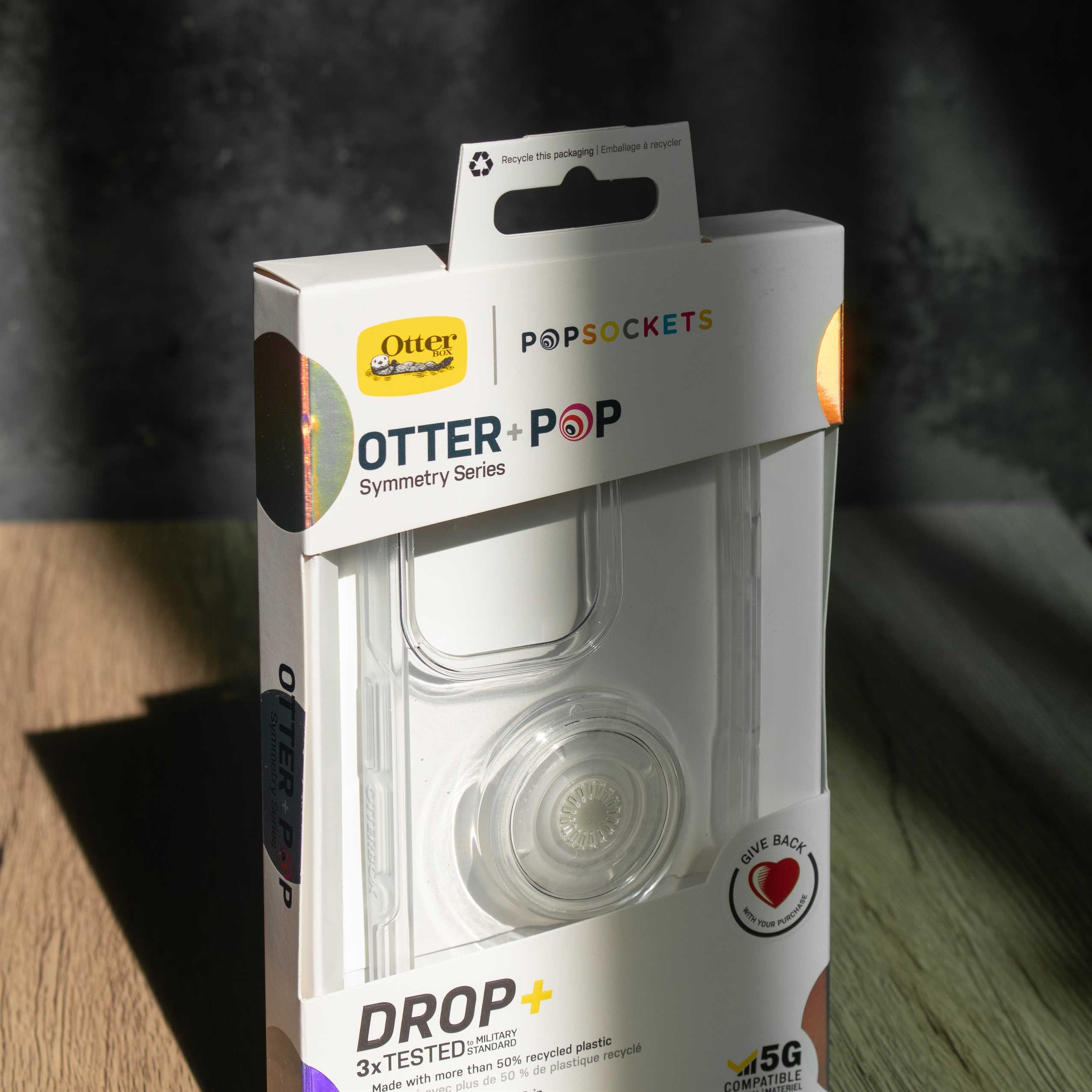 Otterbox Otter+Pop Symmetry Clear Case iPhone 12 mini - Clear - كفر حماية عالية مع مسكة دائرية بوب سوكت - اوتربوكس - شفاف
