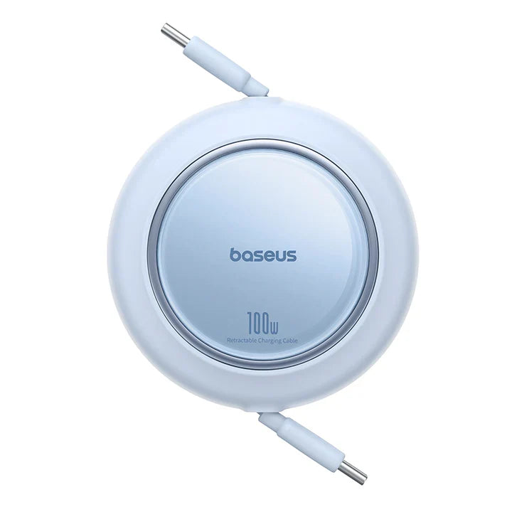 Baseus Free2Pull Mini 1.5m USB-C to USB-C 100W Retractable Cable – Blue [D]  - سلك شحن تايب سي -  100 واط