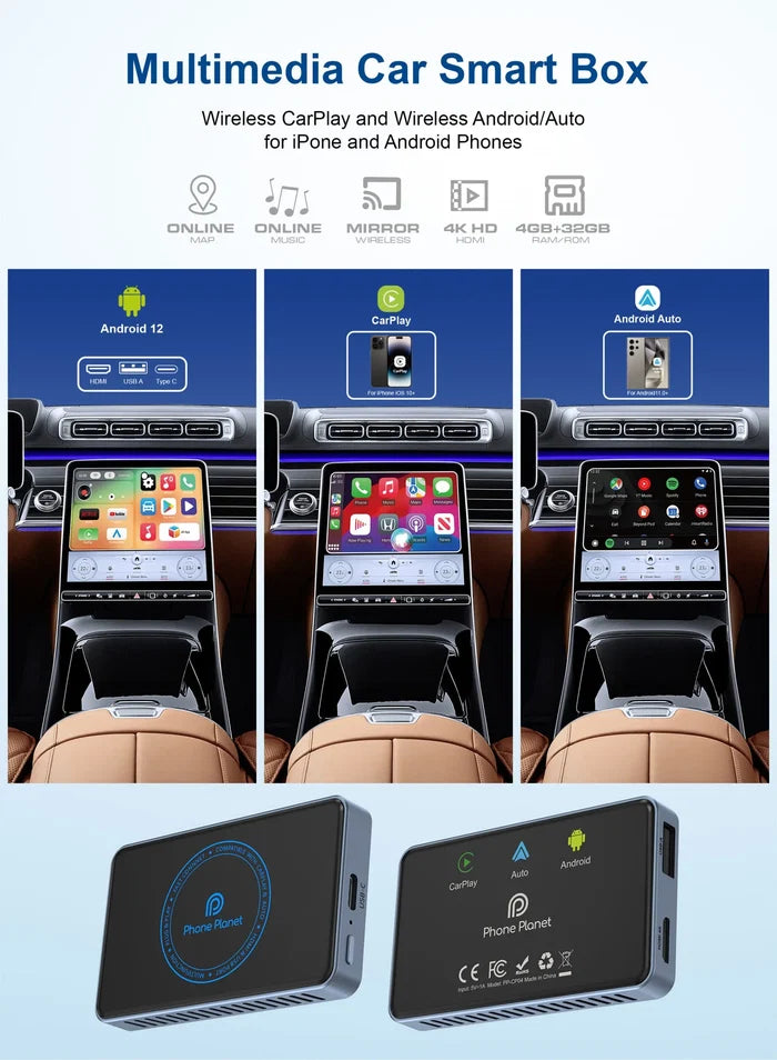 Phone Planet – 4-in-1 Multimedia Car Smart Box CarPlay - Android Auto - HDMI - Screen Mirroring
