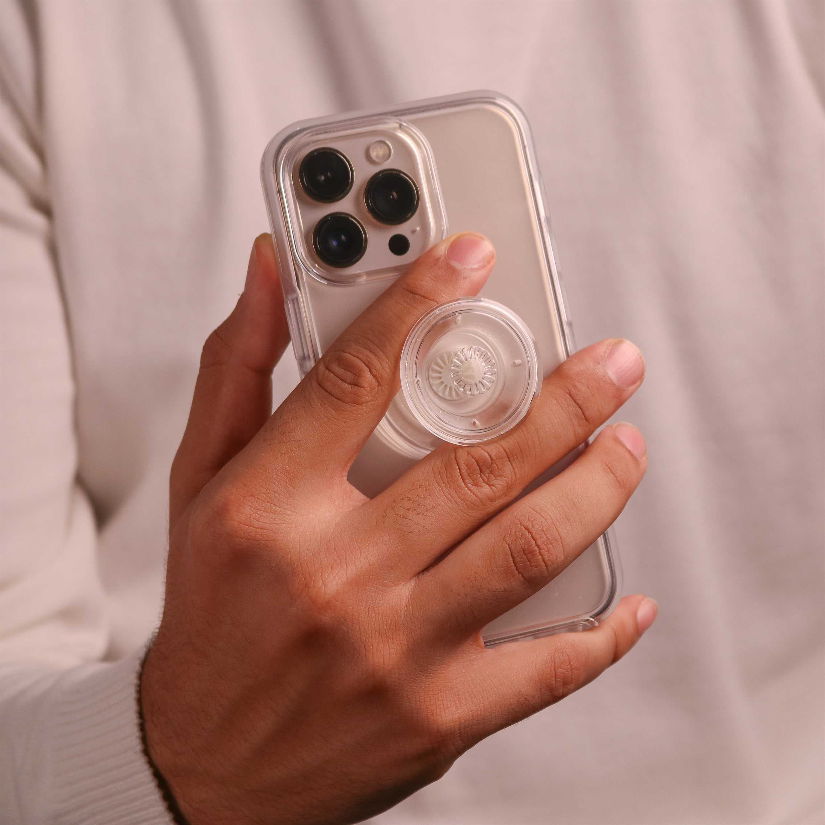 Otterbox Otter+Pop Symmetry Clear Case iPhone 12 mini - Clear - كفر حماية عالية مع مسكة دائرية بوب سوكت - اوتربوكس - شفاف