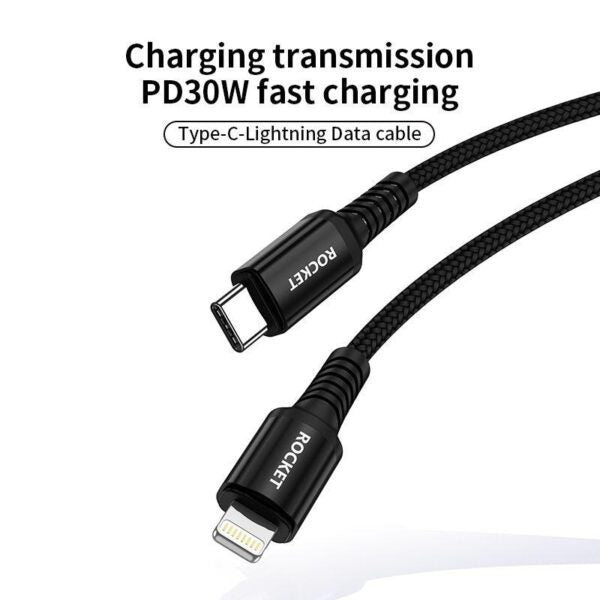 Rocket Original 30W Type-c to iPhone fast charging cable [H] - سلك شحن - روكيت - ايفون تايب سي - طول 1.2 متر - كفالة 12 شهر