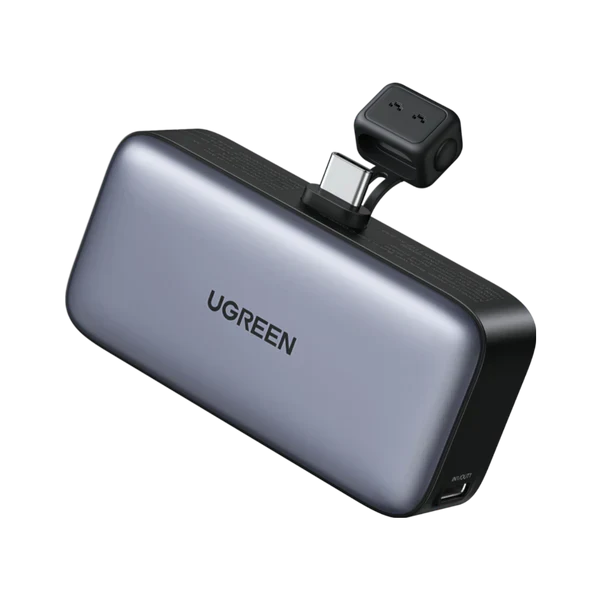 UGREEN 5000mAh 22.5W Built-In USB-C Power Bank with LED Display [b] - بطارية متنقلة - مع شاحن تايب سي - لاجهزة الاندرويد والايفون 15/16 - ستاند - شاشة رقمية - سعة 5000 مللي امبير - قوة 20 واط - كفالة 12 شهر