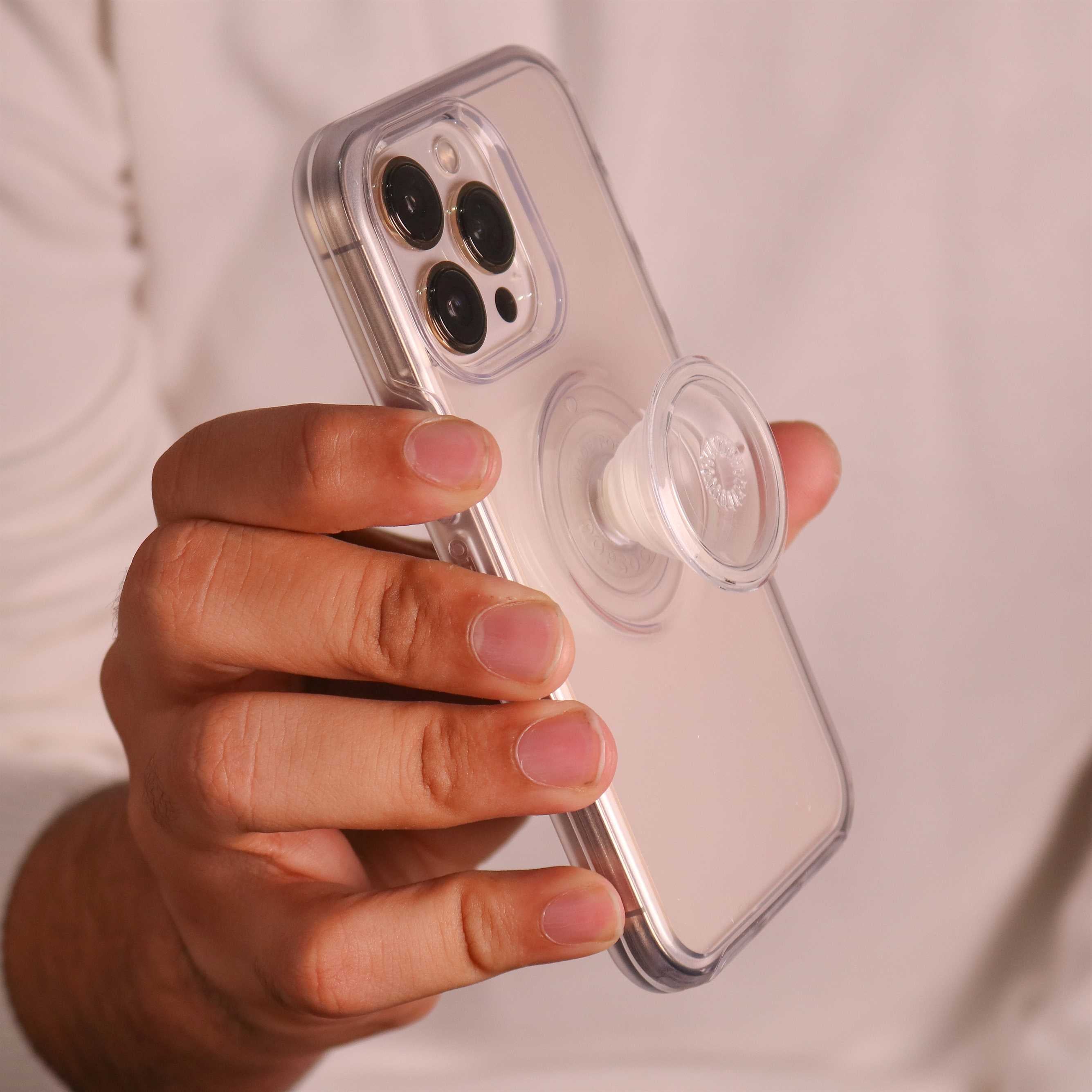 Otterbox Otter+Pop Symmetry Clear Case iPhone 12 mini - Clear - كفر حماية عالية مع مسكة دائرية بوب سوكت - اوتربوكس - شفاف