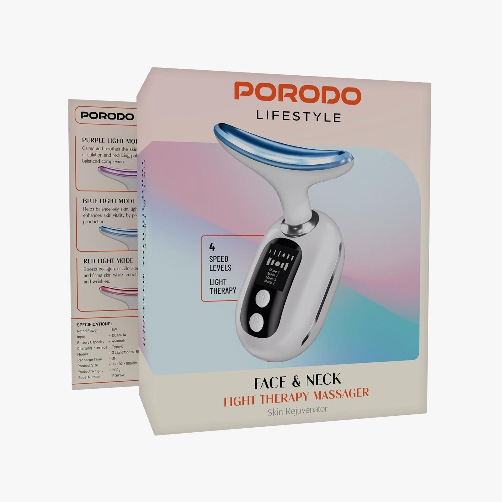 Porodo Lifestyle Face & Neck Light Therapy Massager [O] - جهاز تدليك الوجه والرقبة بالضوء من بورودو لايف ستايل - كفالة 24 شهر