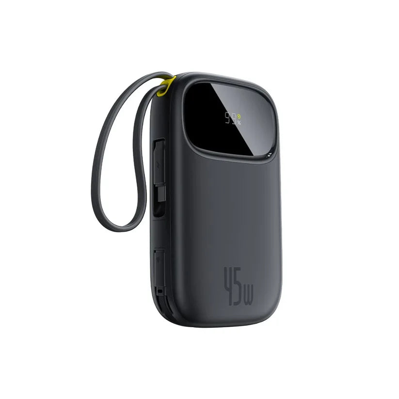 Baseus EnerFill FC31 Qpow3 Power Bank 10000mAh 45W with 2 USB-C Cables – Black [D] - بطارية متنقلة - بيسوس - سعة 10000 - عدد 2 سلك شاحن تايب سي - شاشة رقميه - قوة 45 واط - كفالة 24 شهر